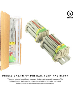 Kit de Bloques de Terminales DIN Dinkle Gris 20A 600V 2