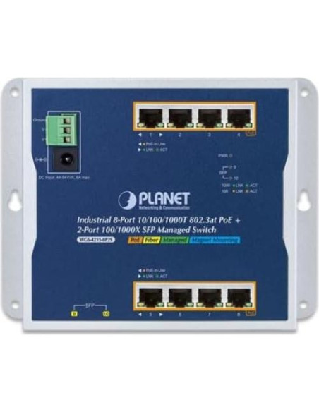 Interruptor Industrial Planet WGS-4215-8P2S 8 Puertos PoE