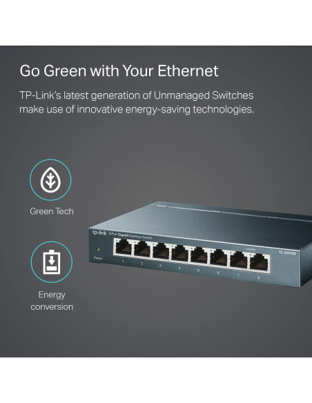 Switch Ethernet Gigabit TP-Link TL-SG108 de 8 Puertos Metal
