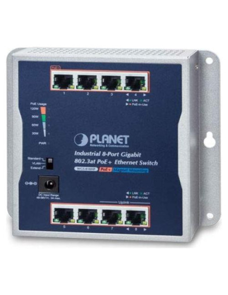 Interruptor Industrial Planet WGS-818HP 8 Puertos Gigabit PoE+
