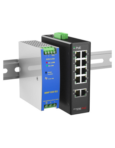 Conmutador POE Industrial 8 Puertos Gigabit Real HD 52V