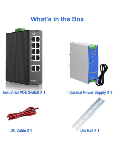 Conmutador POE Industrial 8 Puertos Gigabit Real HD 52V