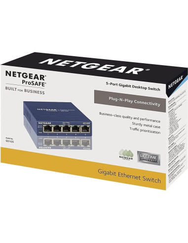 Switch Ethernet Gigabit 5 Puertos NETGEAR GS105 - No Gestionado