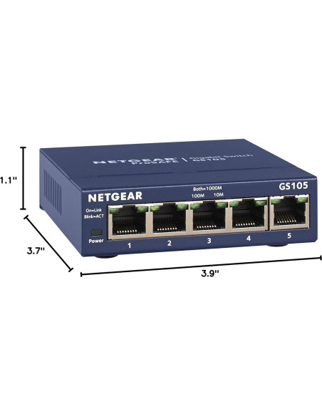 Switch Ethernet Gigabit 5 Puertos NETGEAR GS105 - No Gestionado