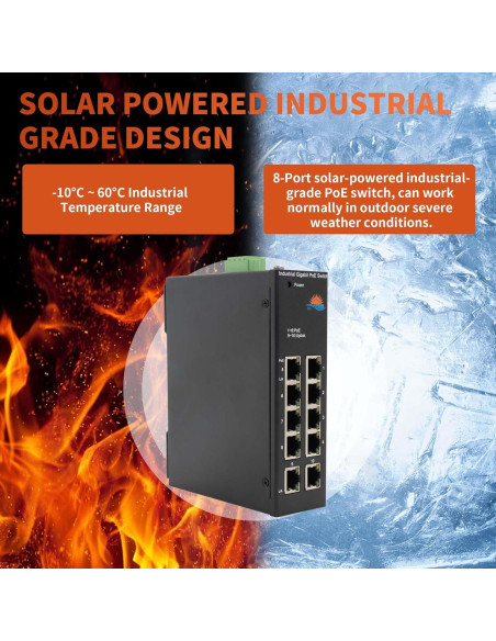 Conmutador PoE Solar Gigabit LIFEPOE 10 Puertos 30W 120W
