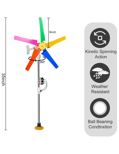 Generador de Turbina Eólica DIY Nochebrisa con Luces LED 10m