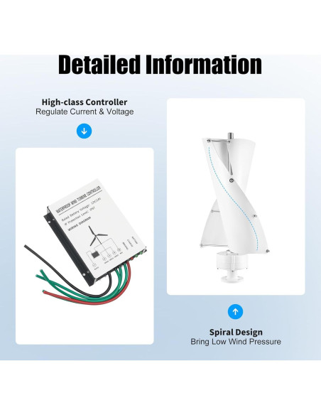 Kit Generador Turbina Eólica DUIBAII 100W 12V/24V IP67