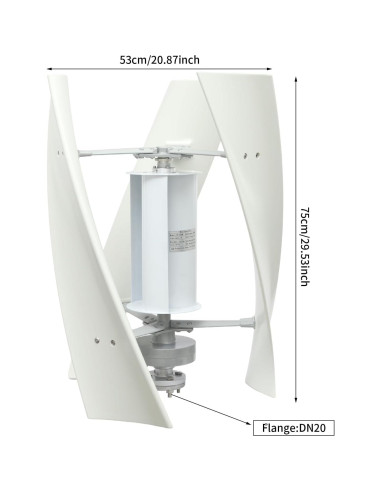 Generador de Turbina Eólica Vertical MOCHAG 100W 24V con Controlador