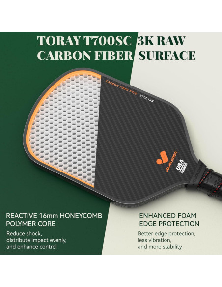 Pala de Pickleball Jojolemon Shark 100 Fibra de Carbono 16mm