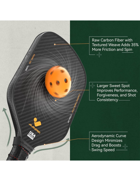 Pala de Pickleball Jojolemon Shark 100 Fibra de Carbono 16mm