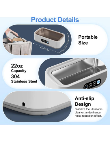 Limpiador Ultrasónico de Joyas Ke Moxiey 650ml 49kHz 3 Modos