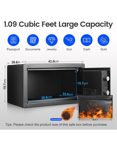 Caja Fuerte Biométrica XDeer 1.09 m Ignífuga y a Prueba de Agua