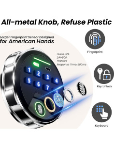 Caja Fuerte Biométrica KornerBatl 25x35cm con Teclado y Luz LED 2