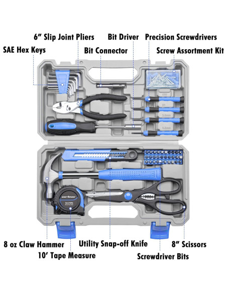 Kit de Herramientas Manuales CARTMAN 126 Piezas con Estuche Azul