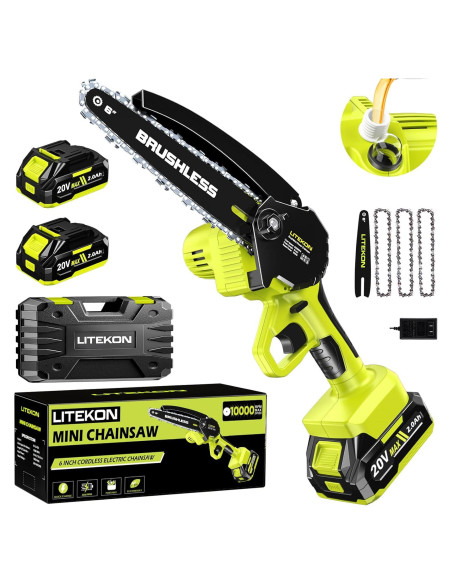 Mini Motosierra Eléctrica LITEKON 20V 1000W 6" Batería 4000mAh