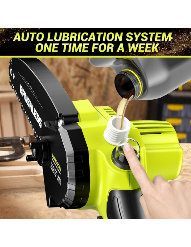 Mini Motosierra Eléctrica LITEKON 20V 1000W 6" Batería 4000mAh