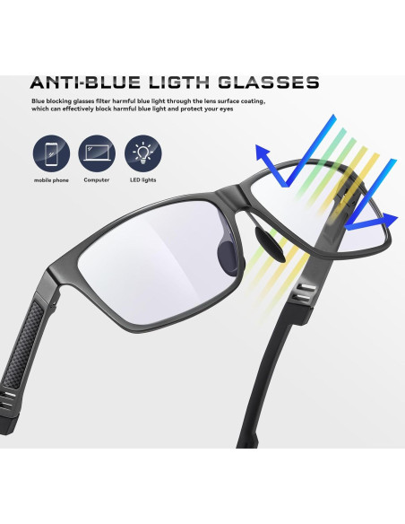 Gafas de luz azul bloqueadoras metálicas A01 gris 2590