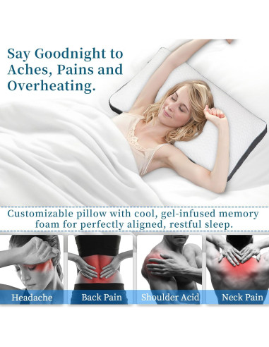 Almohada Ajustable CHxxy Reina Gris Oscuro Espuma de Memoria