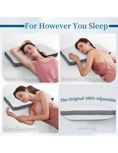 Almohada Ajustable CHxxy Reina Gris Oscuro Espuma de Memoria