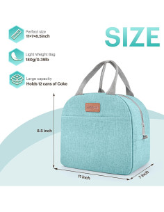 Bolsa de Almuerzo Aislada EASYFUN Verde Aqua 11L para Adultos 2