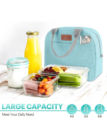 Bolsa de Almuerzo Aislada EASYFUN Verde Aqua 11L para Adultos