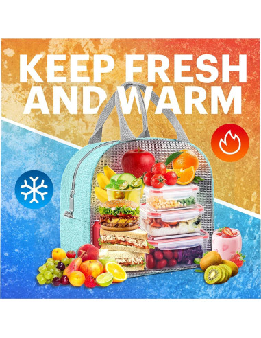 Bolsa de Almuerzo Aislada EASYFUN Verde Aqua 11L para Adultos