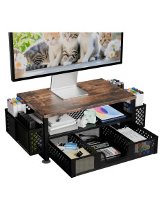 Soporte para Monitor de Madera Simple Trending con Cajón Marrón