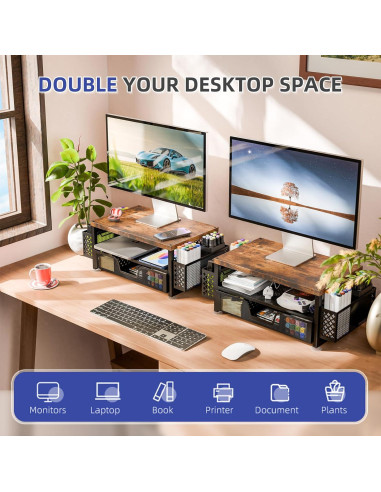 Soporte para Monitor de Madera Simple Trending con Cajón Marrón