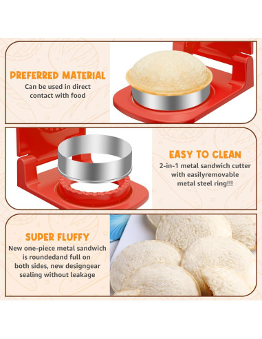 Cortador y Sellador de Sándwich GLSY Rojo - Sin Corteza, 16.6x12.2 cm