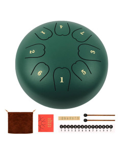 Tambor de Lengua de Acero Weipoken 6" Verde Oscuro con Accesorios