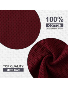 Kitinjoy Paños de Cocina 100% Algodón Burdeos 6 Piezas 30x30 cm 2