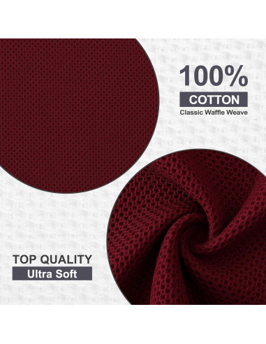 Kitinjoy Paños de Cocina 100% Algodón Burdeos 6 Piezas 30x30 cm