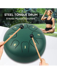 Tambor de Lengua de Acero Weipoken 6" Verde Oscuro con Accesorios 2