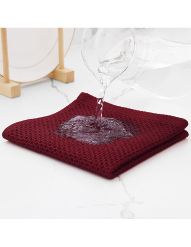 Kitinjoy Paños de Cocina 100% Algodón Burdeos 6 Piezas 30x30 cm