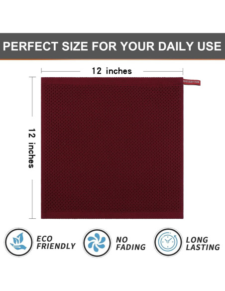 Kitinjoy Paños de Cocina 100% Algodón Burdeos 6 Piezas 30x30 cm