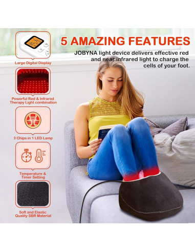 JOBYNA Dispositivo de Luz Infrarroja y Roja para Pies 850nm 660nm