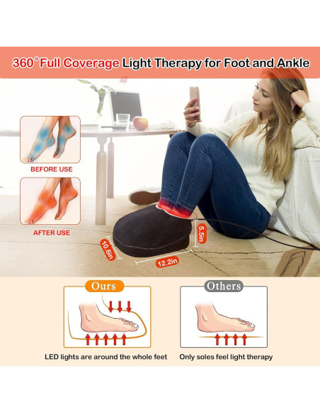 JOBYNA Dispositivo de Luz Infrarroja y Roja para Pies 850nm 660nm