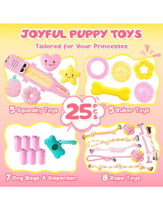 Set de Juguetes para Cachorros KIPRITII 25 Piezas Rosado 2