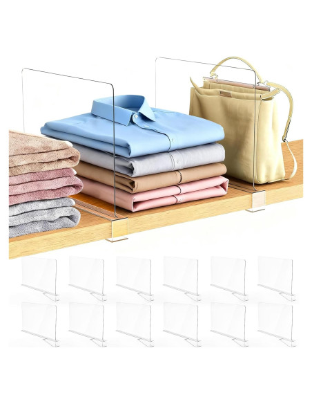 12 Organizadores de Divisores de Estante Ginbel Direct Acrílico