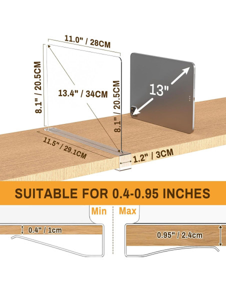 12 Organizadores de Divisores de Estante Ginbel Direct Acrílico