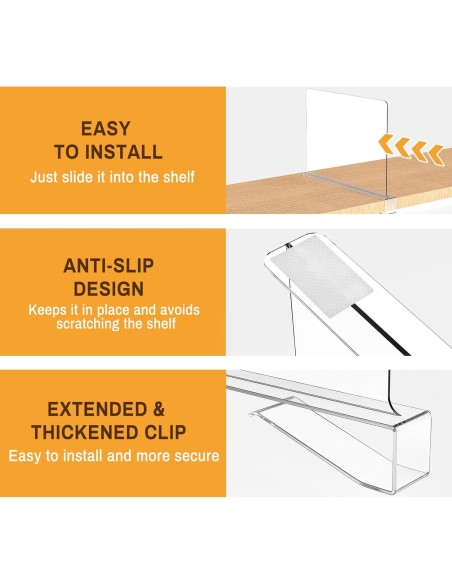 12 Organizadores de Divisores de Estante Ginbel Direct Acrílico