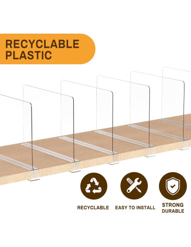 12 Organizadores de Divisores de Estante Ginbel Direct Acrílico