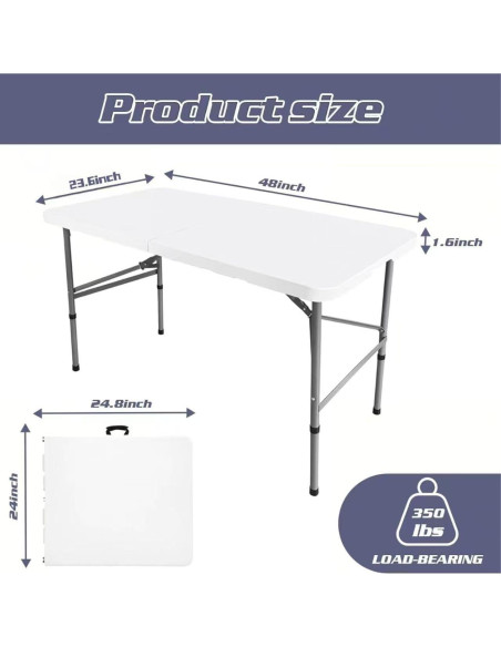 Mesa Plegable Camp Field 1.2m Blanca para Picnic y Camping