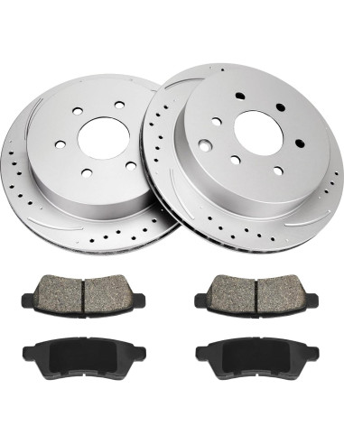 Kit de Freno Trasero KAX con Rotores Perforados y Pastillas Cerámicas