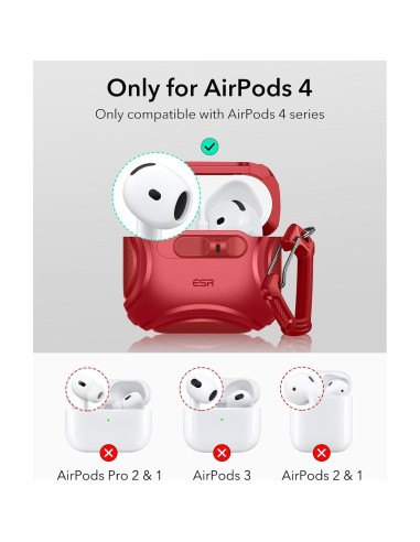 Funda ESR para AirPods 4 Generación 2024 USB-C Rojo