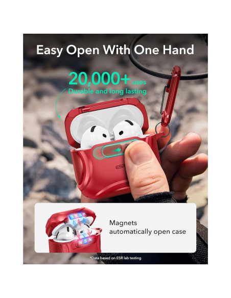 Funda ESR para AirPods 4 Generación 2024 USB-C Rojo