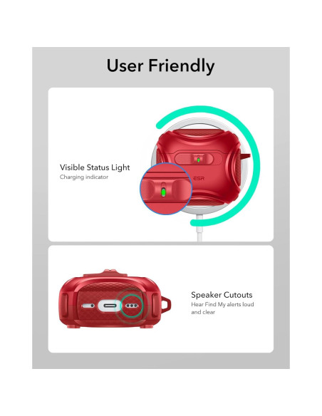 Funda ESR para AirPods 4 Generación 2024 USB-C Rojo