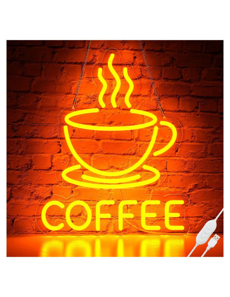 Luz de Neón de Café Basaneon Dimmable USB 15.7x32.5cm
