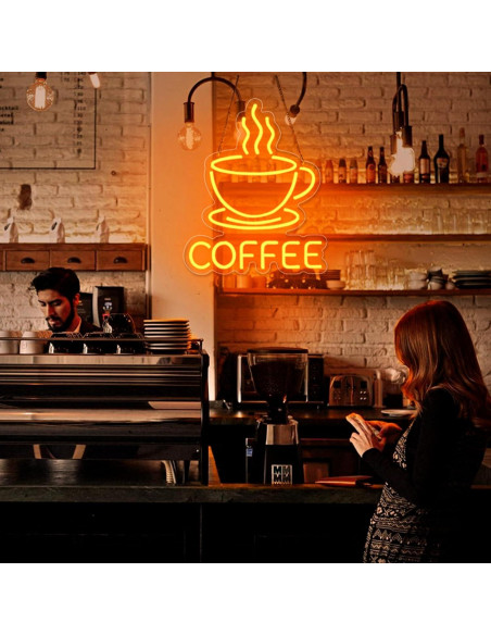 Luz de Neón de Café Basaneon Dimmable USB 15.7x32.5cm