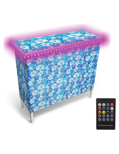 Bar Portátil Plegable PartyLife con Luces LED y Faldas Hawaiana